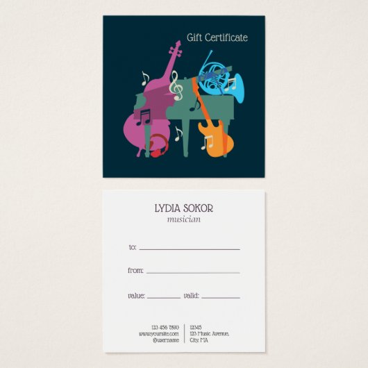 Custom Music Lessons Gift Certificate (Vorne & Hinten)