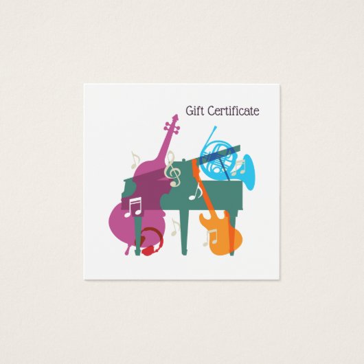 Custom Music Lessons Gift Certificate (Vorderseite)