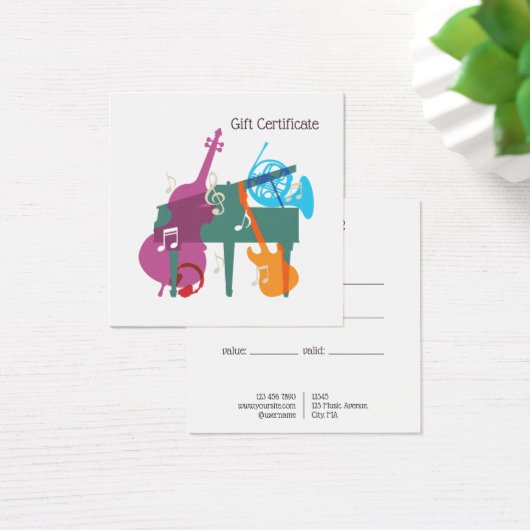 Custom Music Lessons Gift Certificate (Schreibtisch)