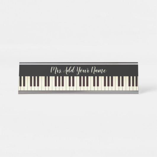 Custom Music Piano Teacher Piano Keys  Schreibtischnamensplakette (Vorderseite )