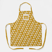 Custom Mustard 70er Retro Leaf Muster Monogram Schürze (Vorderseite)
