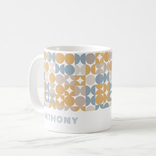 Custom Mustard Taupe Grau Angesagtes Kunstmuster Kaffeetasse (Vorderseite Links)