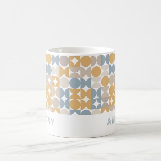 Custom Mustard Taupe Grau Angesagtes Kunstmuster Kaffeetasse (Mittel)