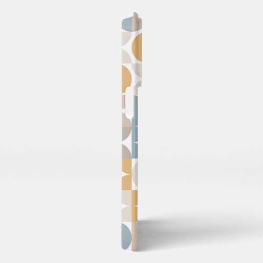 Custom Mustard Taupe Grau Blue Retro Art Muster iPhone Hülle (Rechte Seite)