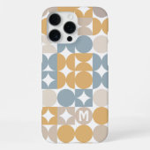 Custom Mustard Taupe Grau Blue Retro Art Muster iPhone Hülle (Rückseite)