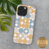 Custom Mustard Taupe Grau Blue Retro Art Muster iPhone Hülle