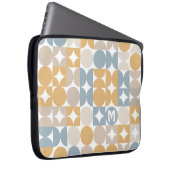 Custom Mustard Taupe Grau Blue Retro Art Muster Laptopschutzhülle (Vorne Rechts)