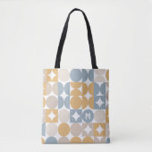 Custom Mustard Taupe Grau Blue Retro Art Muster Tasche (Vorderseite)