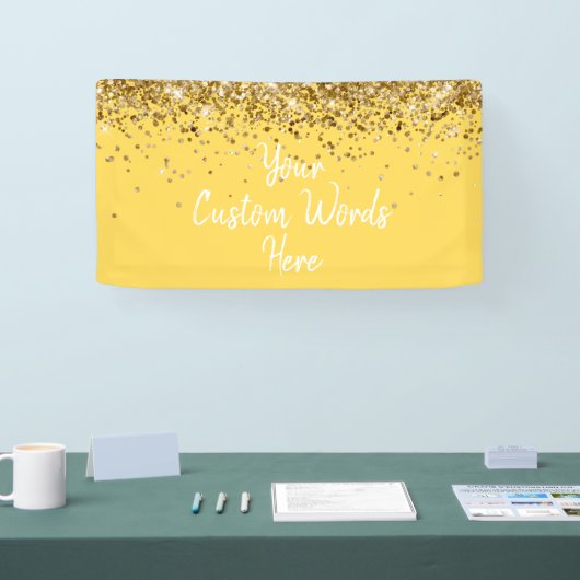 Custom Mustard Yellow & Gold Birthday Party Photo Banner (Messe)