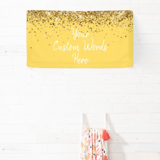 Custom Mustard Yellow & Gold Birthday Party Photo Banner (InSitu)
