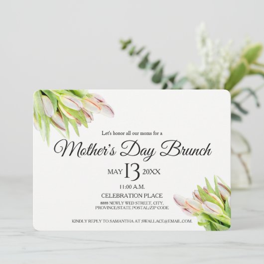 Custom, Muttertag Brunch Einladung (Stehend Vorderseite)