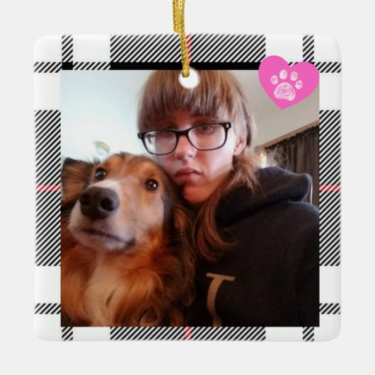 Custom My Bestie has Four Paws Chirstmas  Keramikornament (Vorderseite)