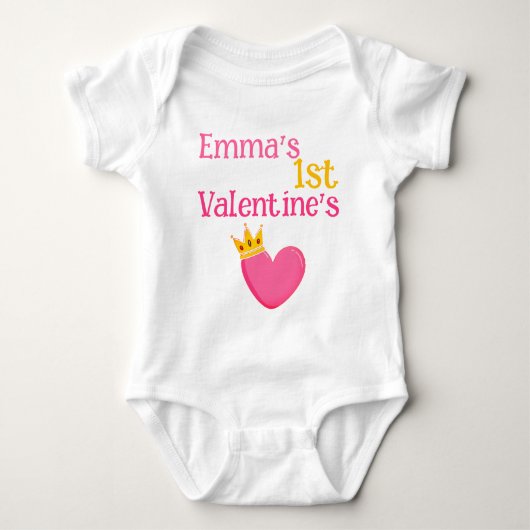 Custom My First VALENTINEs Heart Niedlich Baby Kle Baby Strampler (Vorderseite)