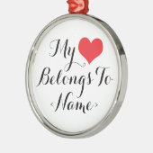 Custom my Heart gehört zu<Name> Silbernes Ornament (Links)