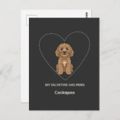 Custom My Valentine Has Paws Cockapoo Dog Lover Postkarte (Vorne/Hinten)
