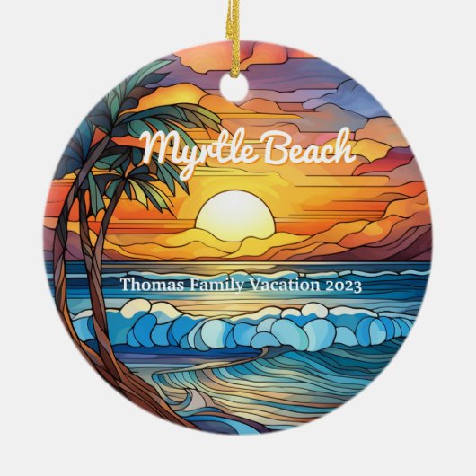 Custom Myrtle Beach Imitate gestettetes Glas Keramik Ornament (Hinten)