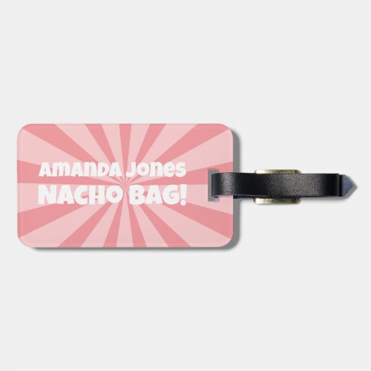 Custom Nacho Bag Funny Retro Pink Gepäckanhänger (Rückseite horizontal)