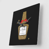 CUSTOM NAIL Salon Golden Glitzer Stylist Quadratische Wanduhr (Winkel)