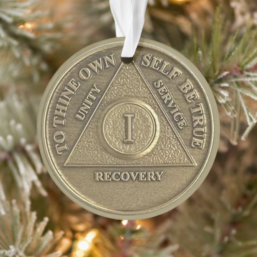 Custom Name | 1 Year Sober Anniversary Medallion Ornament (Baum)