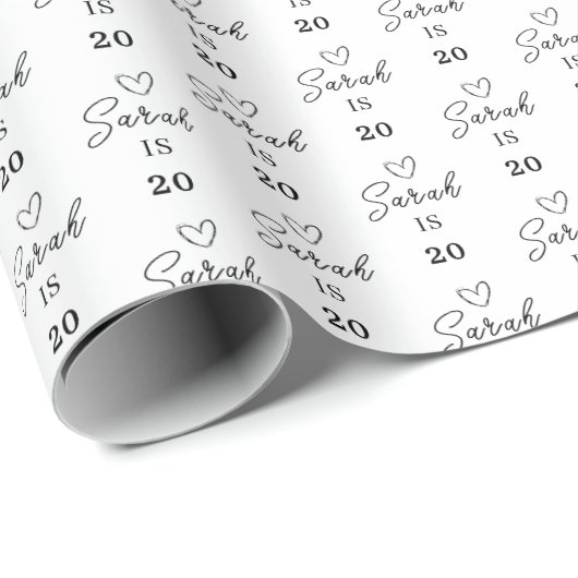Custom Name 20th Birthday Wrapping Paper Geschenkpapier (Rolleneckpunkt)