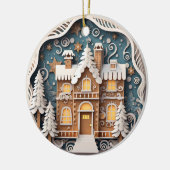 Custom Name 3D Gingerbread House Christmas Keramik Ornament (Links)
