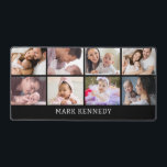 Custom Name 8 Photo Collage Personalized Black Schreibtischunterlage<br><div class="desc">Modern photo collage desk mat personalized with name and 8 favorite pictures. Makes a unique personalized office gift.</div>