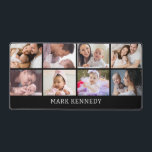 Custom Name 8 Photo Collage Personalized Black Schreibtischunterlage<br><div class="desc">Modern photo collage desk mat personalized with name and 8 favorite pictures. Makes a unique personalized office gift.</div>