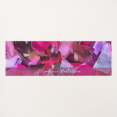 Custom Name Abstract 3D Effect Pink Red Ribbon  Yogamatte (Rückseite (Horizontal))