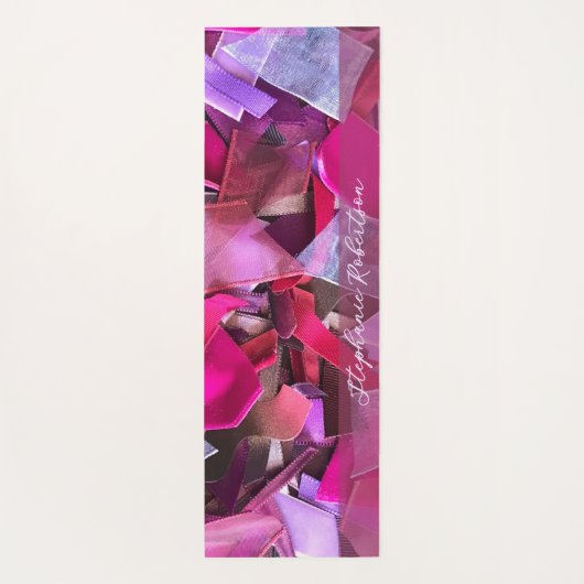 Custom Name Abstract 3D Effect Pink Red Ribbon  Yogamatte (Rückseite)