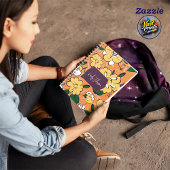 Custom Name Abstract Floral Orange White Notizblock