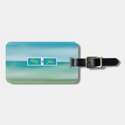 Custom Name Abstract Watercolor Ocean Horizon Art Gepäckanhänger (Vorderseite horizontal)