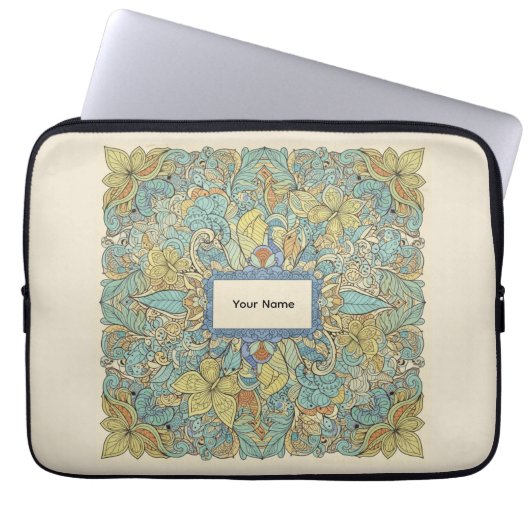 Custom Name Aesthetic Zentangle Laptop Sleeve (Vorderseite)