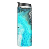 Custom Name Agate Gemstone Geode Art Blue Cool Thermosbecher (Nach rechts gedreht)