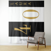 Custom Name & Age Banner Black Gold White Birthday Wandteppich (Beispiel)