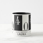 Custom Name & Age Black and White Birthday Tasse (Zentrum)
