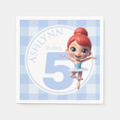 Custom Name & Age Cute Blue Ballerina Birthday Serviette (Vorderseite)