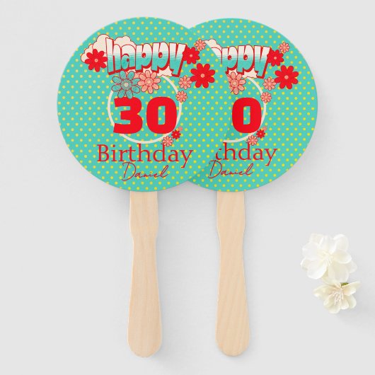 Custom Name & Age, Happy Birthday Fächer (Vorne und Hinten)