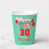 Custom Name & Age, Happy Birthday Pappbecher (Rückseite)