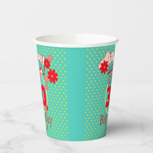 Custom Name & Age, Happy Birthday Pappbecher (Links)