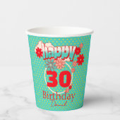 Custom Name & Age, Happy Birthday Pappbecher (Vorderseite)