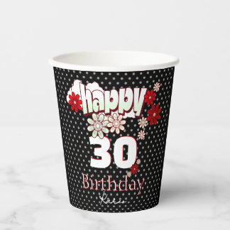 Custom Name & Age, Happy Birthday Pappbecher