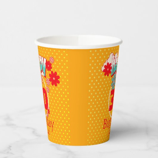 Custom Name & Age, Happy Birthday Pappbecher (Links)