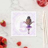 Custom Name & Age Purple Ballerina Kids Birthday Serviette (Beispiel)