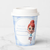 Custom Name & Age Reusable Blue Ballerina Birthday Pappbecher (Rückseite)