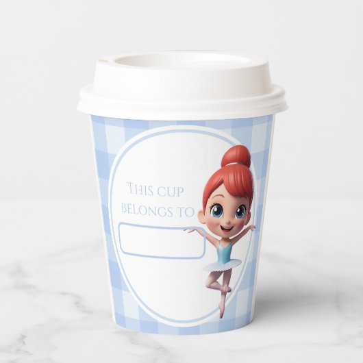 Custom Name & Age Reusable Blue Ballerina Birthday Pappbecher (Rückseite)