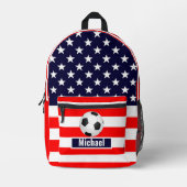 Custom Name American Flag Football Boys Backpack Bedruckter Rucksack (Vorderseite)