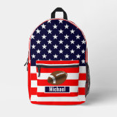 Custom Name American Flag Football Boys Backpack Bedruckter Rucksack (Vorderseite)