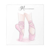 Custom Name and Initials Ballet Pointe Notepad Notizblock (Vorderseite)