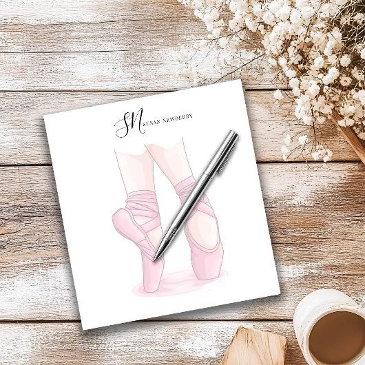 Custom Name and Initials Ballet Pointe Notepad Notizblock