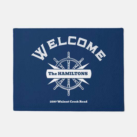 Custom Name and Text Nautical Fußmatte (Vorderseite)